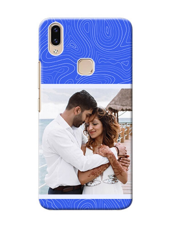 Custom Vivo Y85 Mobile Back Covers: Curved line art with blue and white Design