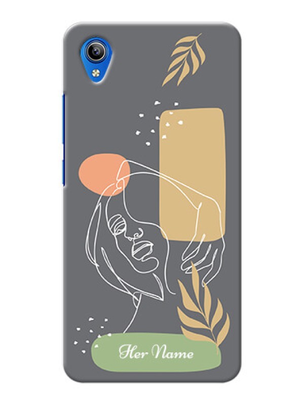 Custom Vivo Y90 Phone Back Covers: Gazing Woman line art Design
