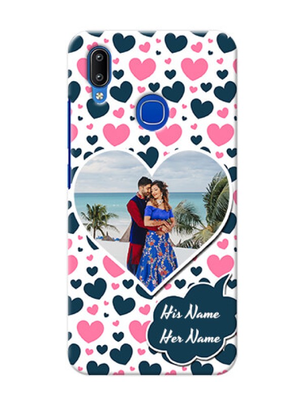 Custom Vivo Y91 Mobile Covers Online: Pink & Blue Heart Design