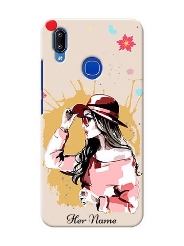 Custom Vivo Y91 Back Covers: Women with pink hat Design