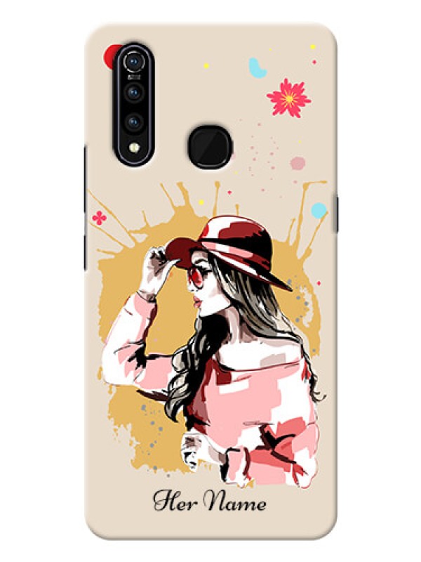 Custom Vivo Z1 Pro Back Covers: Women with pink hat Design
