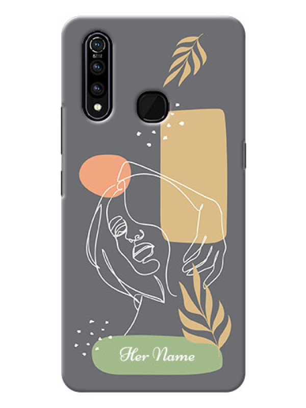 Custom Vivo Z1 Pro Phone Back Covers: Gazing Woman line art Design
