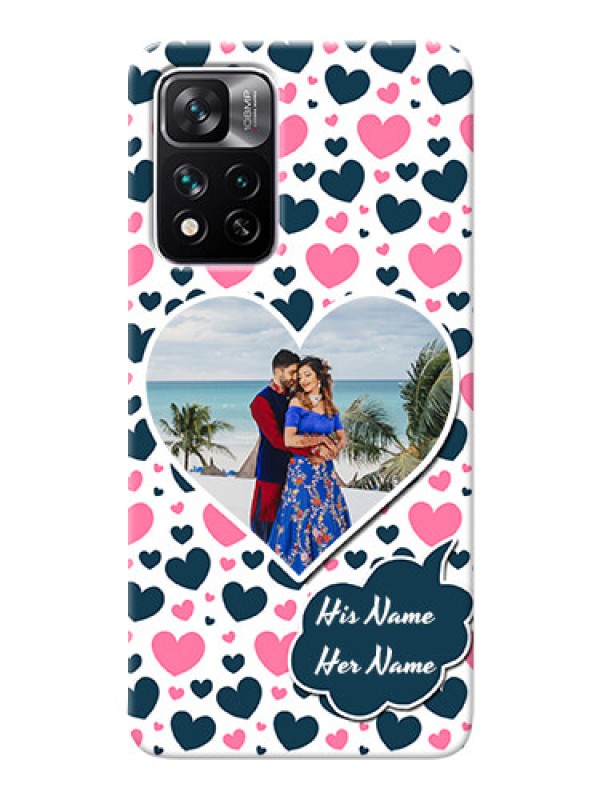 Custom Xiaomi 11i Hypercharge 5G Mobile Covers Online: Pink & Blue Heart Design