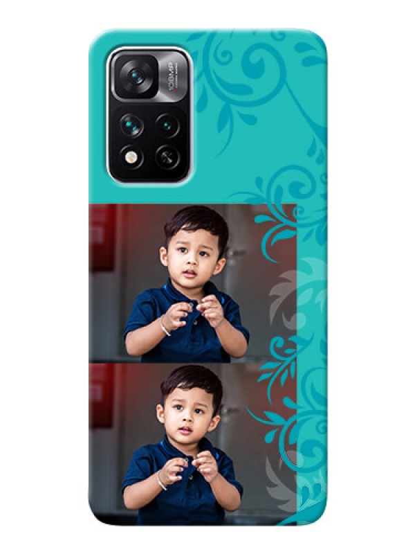 Custom Xiaomi 11i Hypercharge 5G Mobile Cases with Photo and Green Floral Design