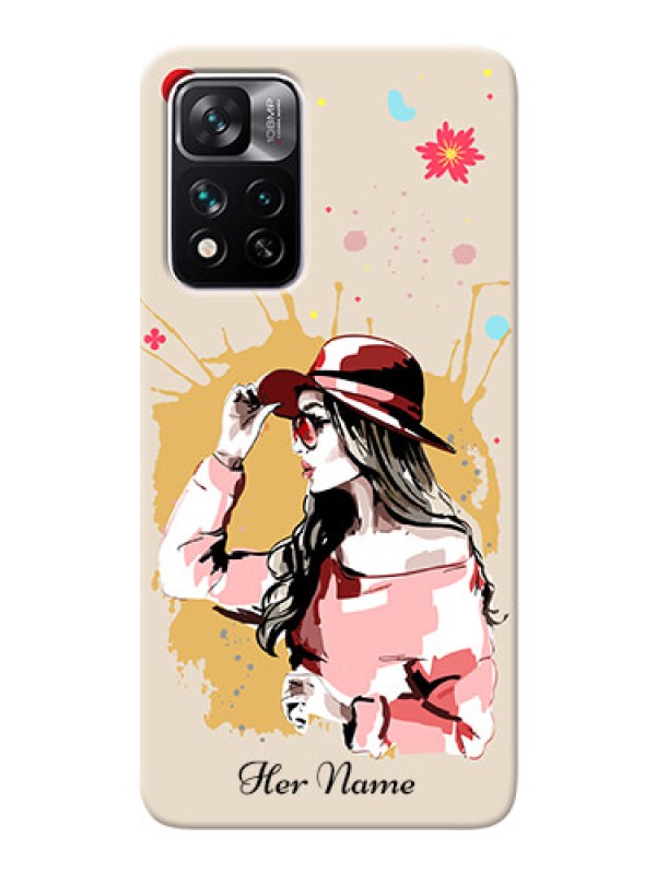 Custom Xiaomi 11I Hypercharge 5G Back Covers: Women with pink hat Design