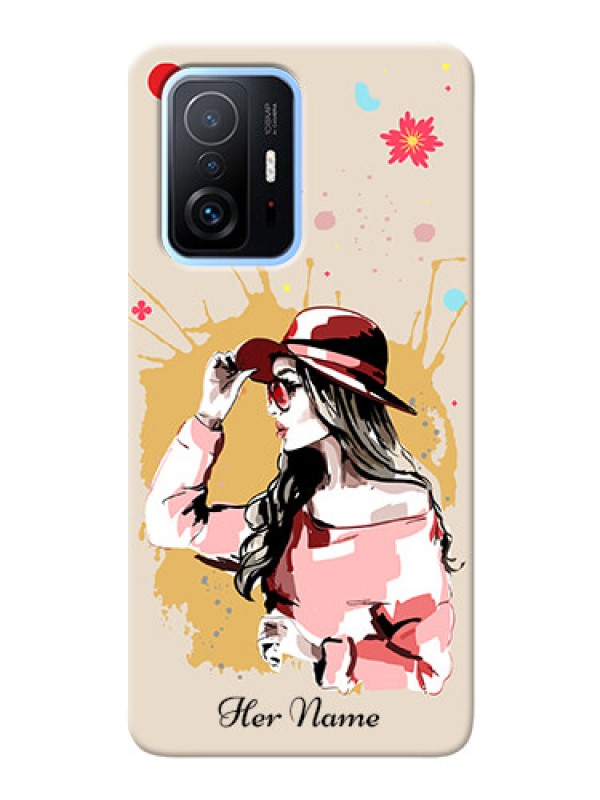 Custom Xiaomi 11T Pro 5G Back Covers: Women with pink hat Design