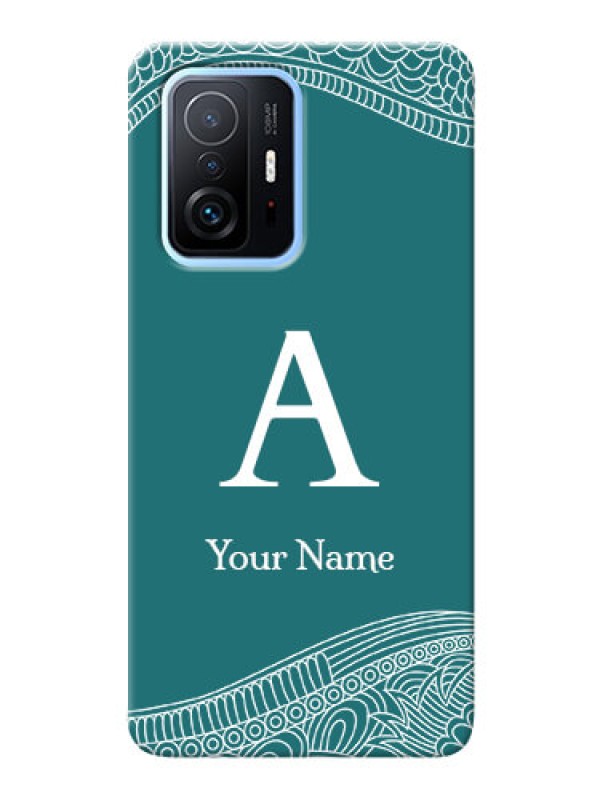 Custom Xiaomi 11T Pro 5G Mobile Back Covers: line art pattern with custom name Design