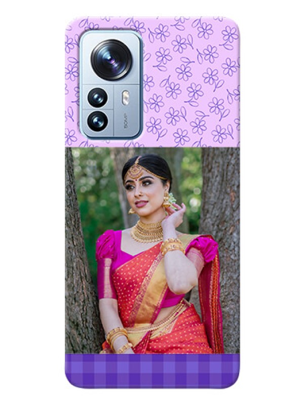 Custom Xiaomi 12 Pro 5G Mobile Cases: Purple Floral Design
