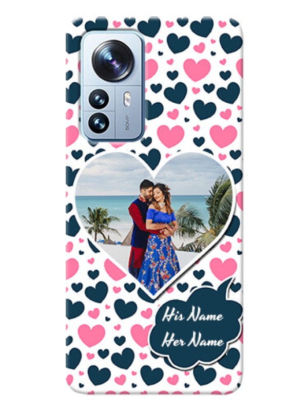 Custom Xiaomi 12 Pro 5G Mobile Covers Online: Pink & Blue Heart Design