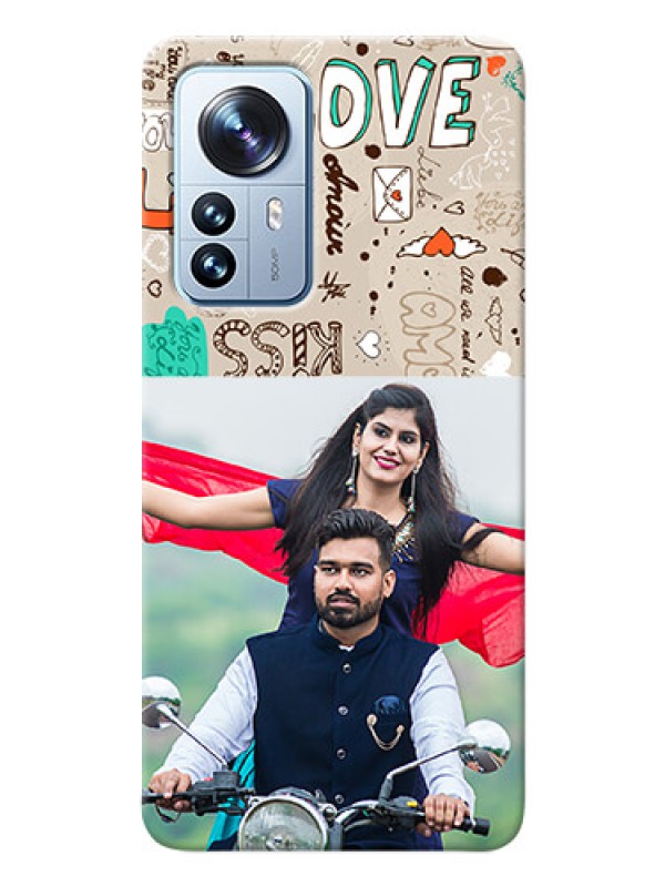 Custom Xiaomi 12 Pro 5G Personalised mobile covers: Love Doodle Pattern 
