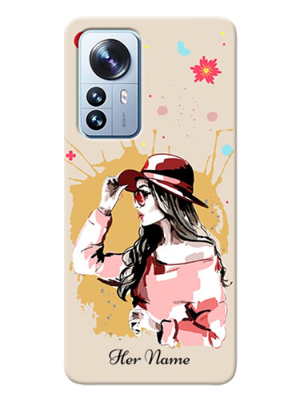 Custom Xiaomi 12 Pro 5G Back Covers: Women with pink hat Design