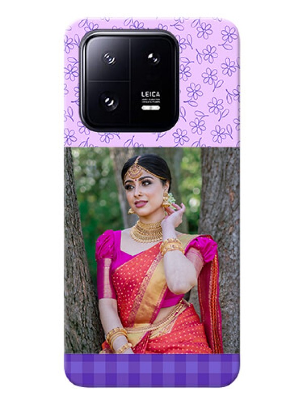 Custom Xiaomi 13 Pro 5G Mobile Cases: Purple Floral Design