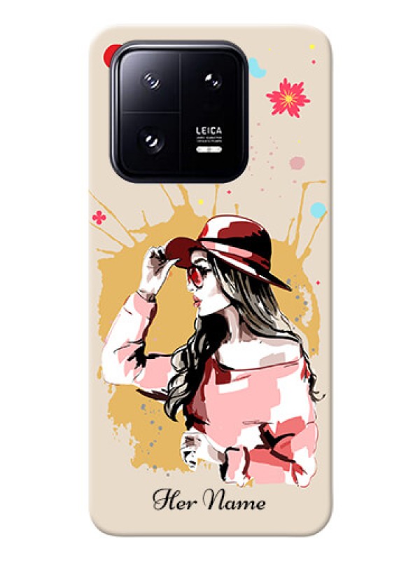 Custom Xiaomi 13 Pro 5G Back Covers: Women with pink hat Design
