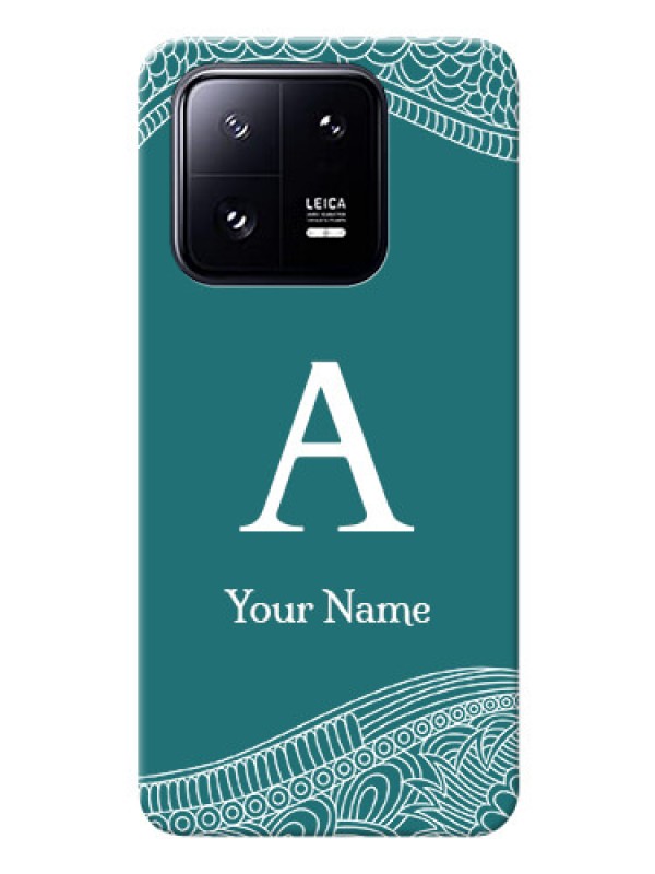 Custom Xiaomi 13 Pro 5G Mobile Back Covers: line art pattern with custom name Design