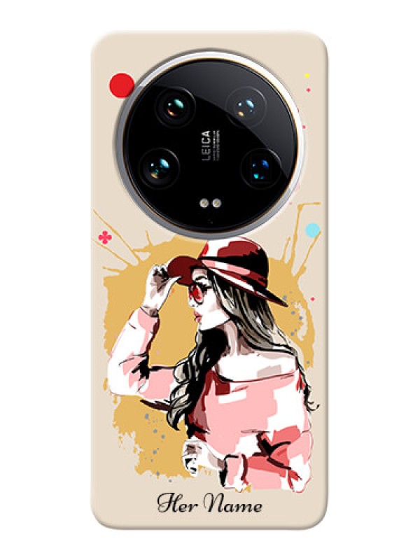 Custom Xiaomi 14 Ultra Photo Printing on Case with Women with pink hat Design