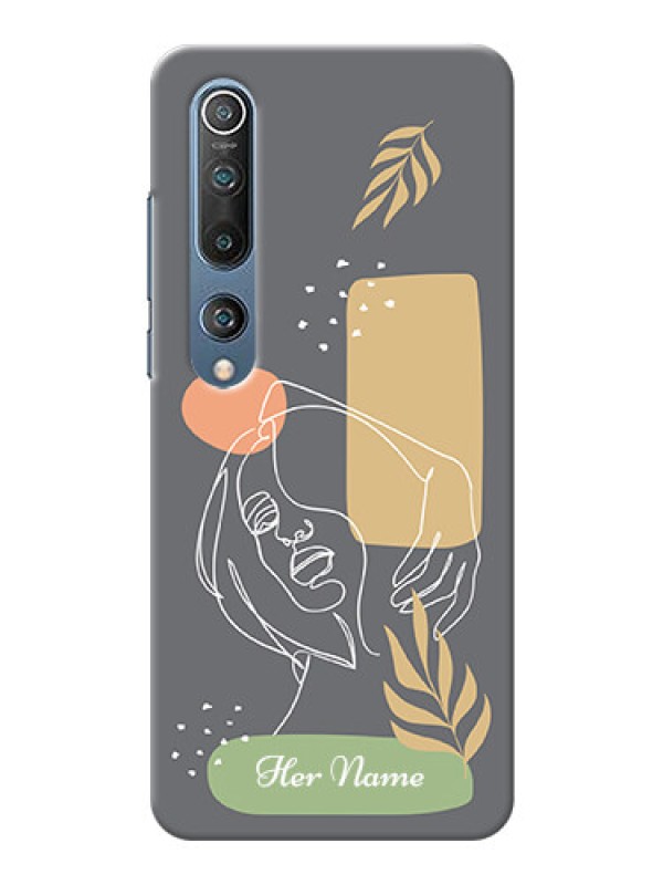Custom Xiaomi Mi 10 5G Phone Back Covers: Gazing Woman line art Design