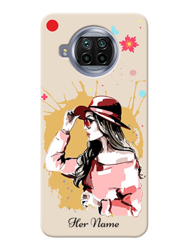 Custom Xiaomi Mi 10I 5G Back Covers: Women with pink hat Design