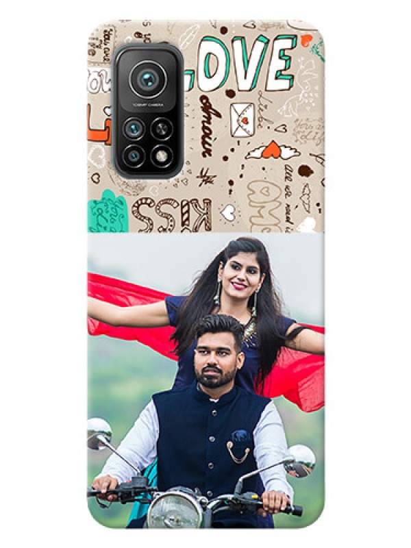 Custom Mi 10T Pro Personalised mobile covers: Love Doodle Pattern 