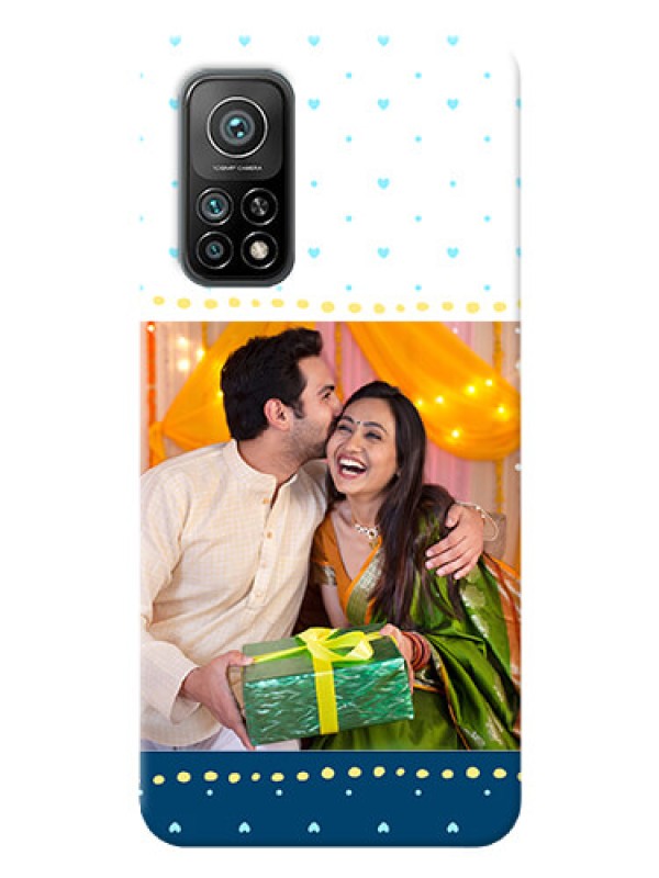 Custom Mi 10T Phone Covers: White and Blue Abstract Design