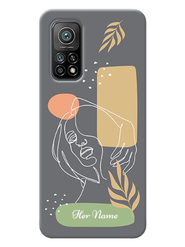 Custom Xiaomi Mi 10T Phone Back Covers: Gazing Woman line art Design