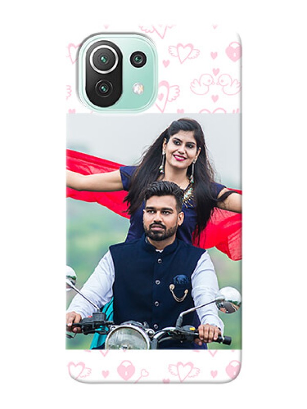 Custom Mi 11 Lite NE 5G personalized phone covers: Pink Flying Heart Design