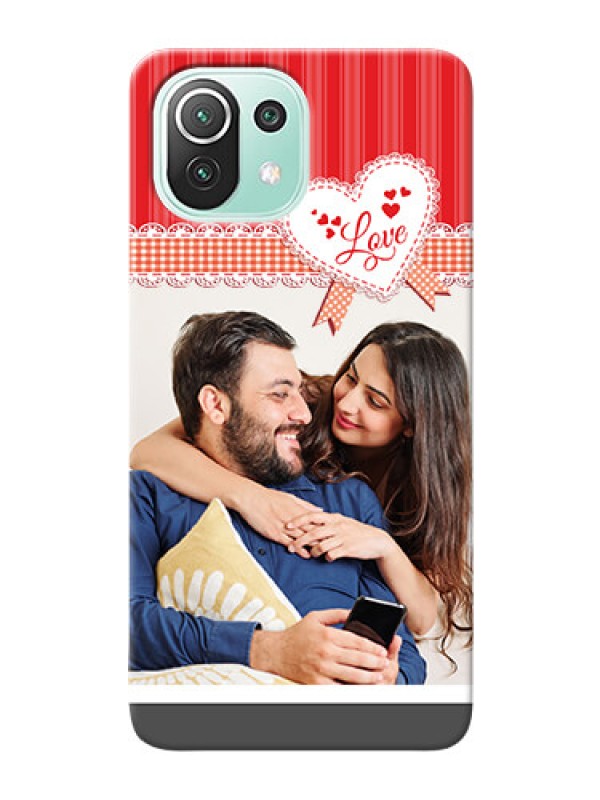 Custom Mi 11 Lite phone cases online: Red Love Pattern Design