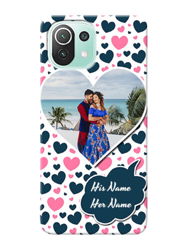Custom Mi 11 Lite Mobile Covers Online: Pink & Blue Heart Design