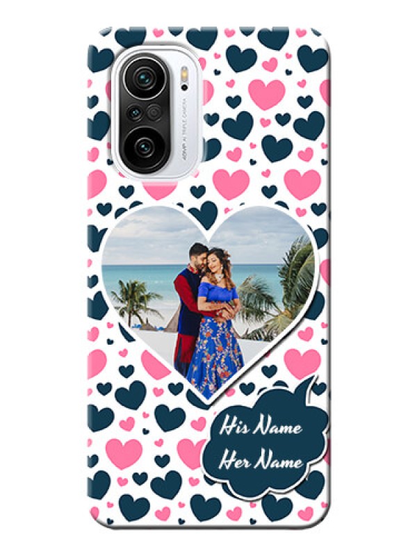 Custom Mi 11X 5G Mobile Covers Online: Pink & Blue Heart Design