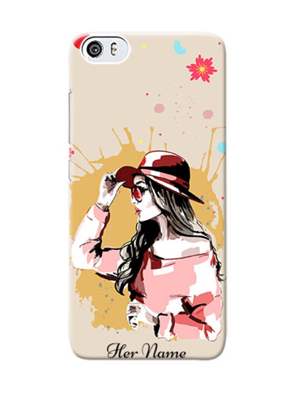 Custom Xiaomi Mi 5 Back Covers: Women with pink hat Design