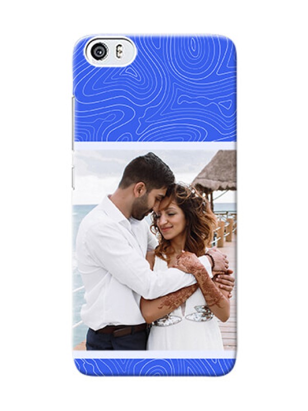 Custom Xiaomi Mi 5 Mobile Back Covers: Curved line art with blue and white Design