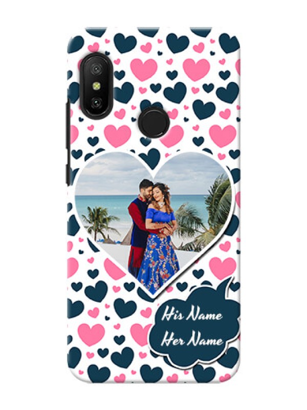 Custom Mi A2 Lite Mobile Covers Online: Pink & Blue Heart Design