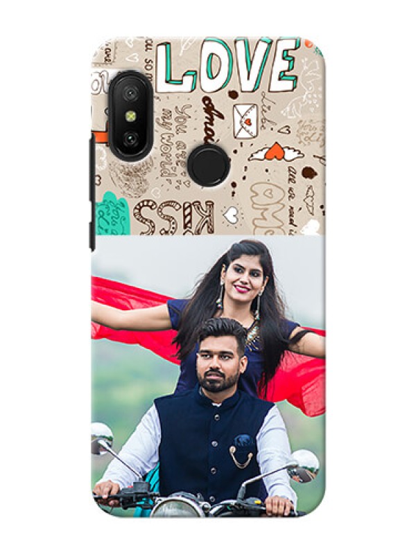 Custom Mi A2 Lite Personalised mobile covers: Love Doodle Pattern 