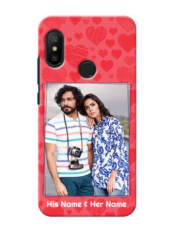 Custom Mi A2 Lite Mobile Back Covers: with Red Heart Symbols Design