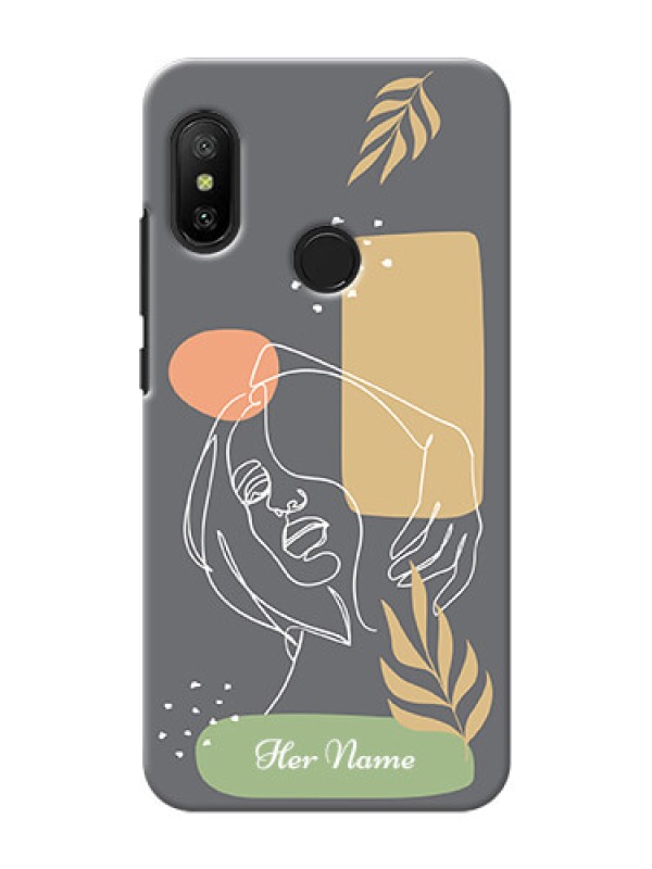 Custom Xiaomi Mi A2 Lite Phone Back Covers: Gazing Woman line art Design