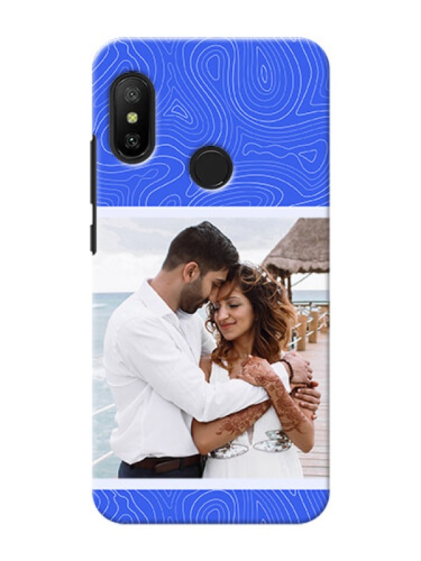 Custom Xiaomi Mi A2 Lite Mobile Back Covers: Curved line art with blue and white Design