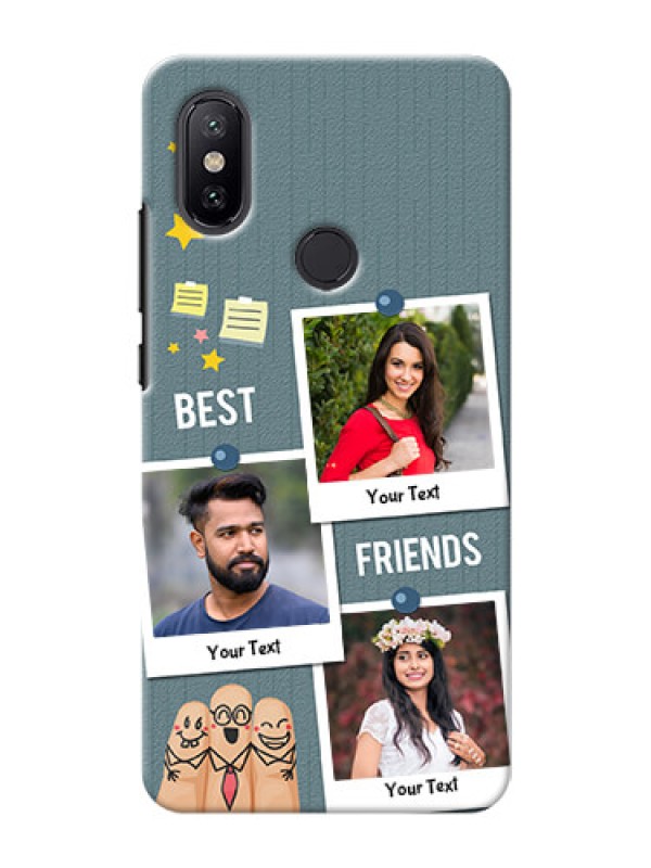 Custom Xiaomi Mi A2 3 image holder with sticky frames and friendship day wishes Design