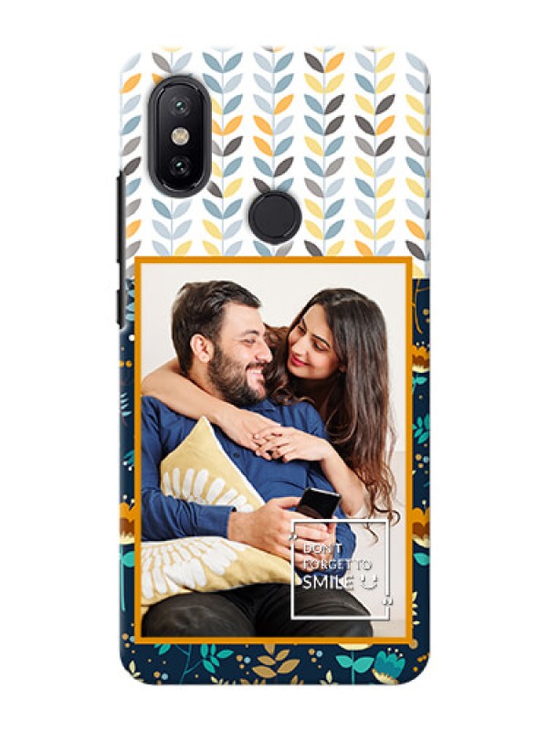 Custom Xiaomi Mi A2 seamless and floral pattern design with smile quote Design