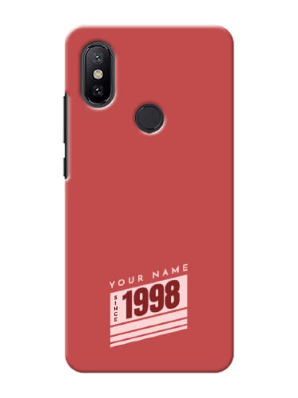 Custom Xiaomi Mi A2 Phone Back Covers: Red custom year of birth Design