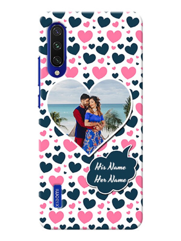 Custom Mi A3 Mobile Covers Online: Pink & Blue Heart Design