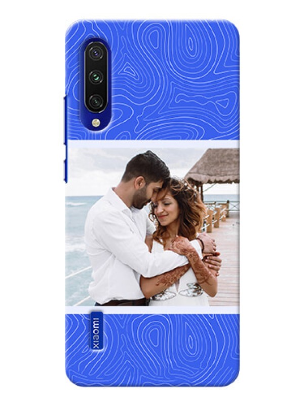 Custom Xiaomi Mi A3 Mobile Back Covers: Curved line art with blue and white Design
