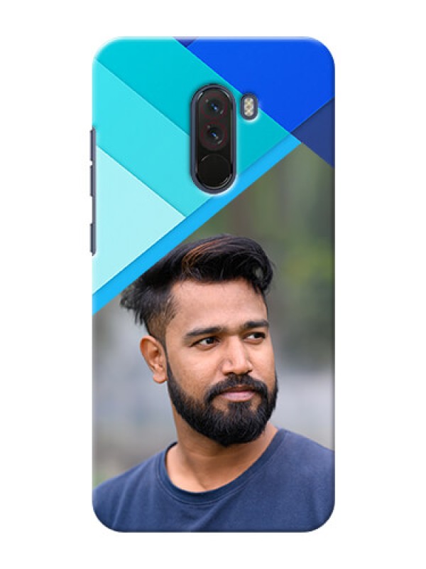 Custom Poco F1 Phone Cases Online: Blue Abstract Cover Design