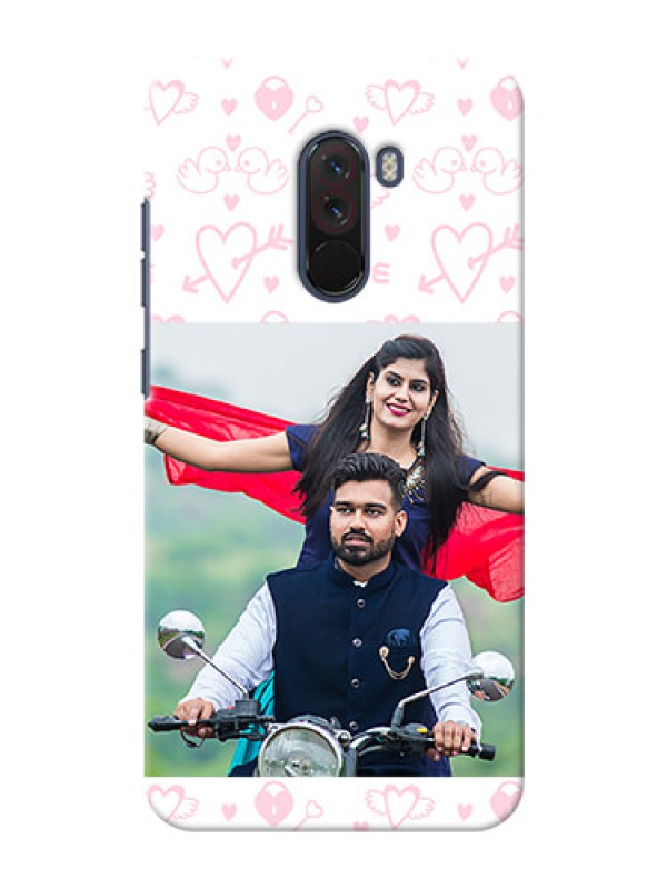 Custom Poco F1 personalized phone covers: Pink Flying Heart Design