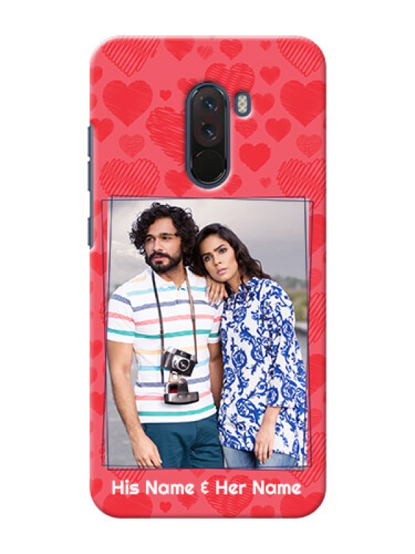Custom Poco F1 Mobile Back Covers: with Red Heart Symbols Design