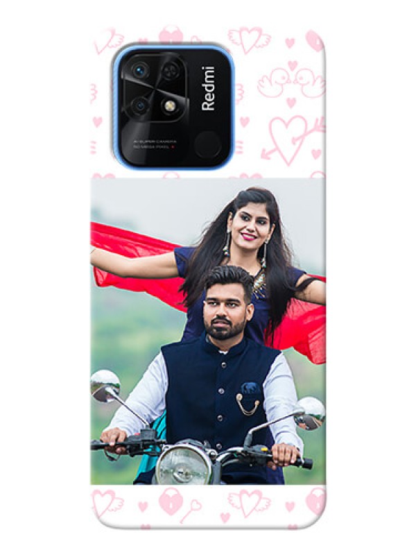 Custom Redmi 10 Power personalized phone covers: Pink Flying Heart Design