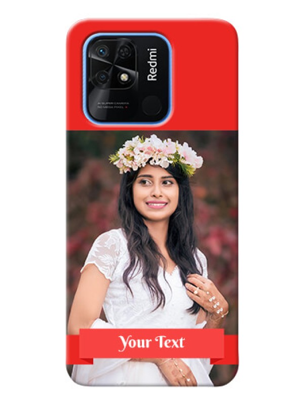 Custom Redmi 10 Power Personalised mobile covers: Simple Red Color Design