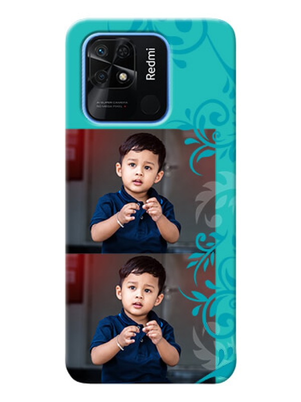 Custom Redmi 10 Power Mobile Cases with Photo and Green Floral Design 