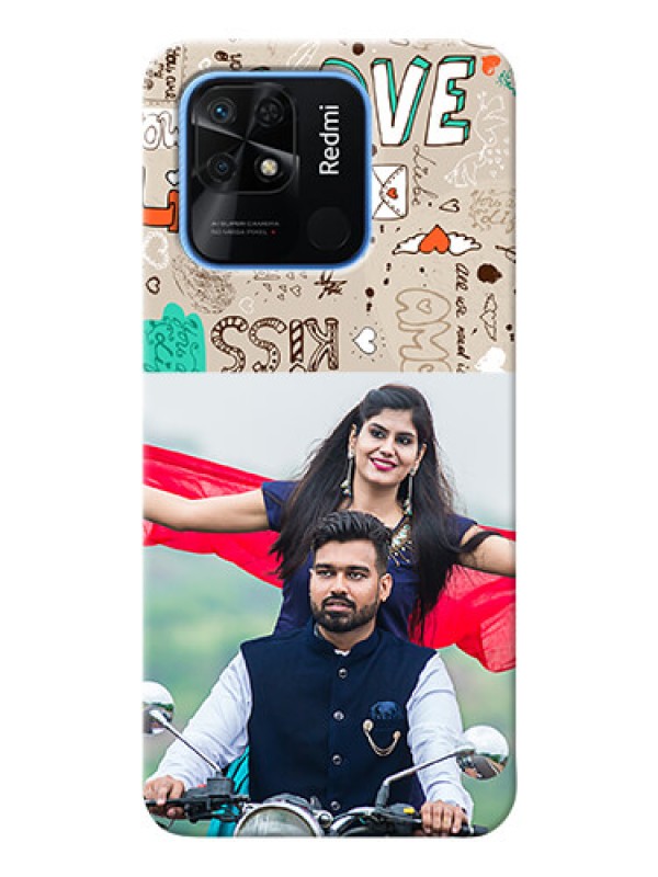 Custom Redmi 10 Power Personalised mobile covers: Love Doodle Pattern 