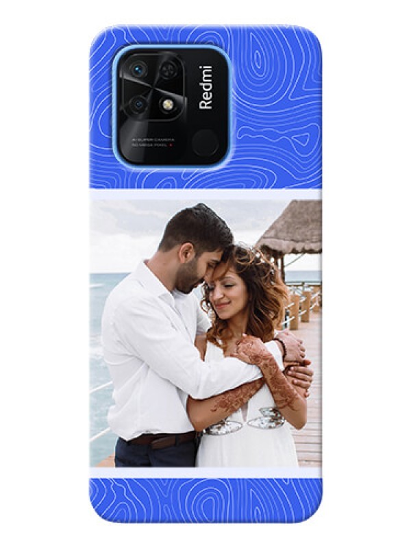 Custom Redmi 10 Power Mobile Back Covers: Curved line art with blue and white Design