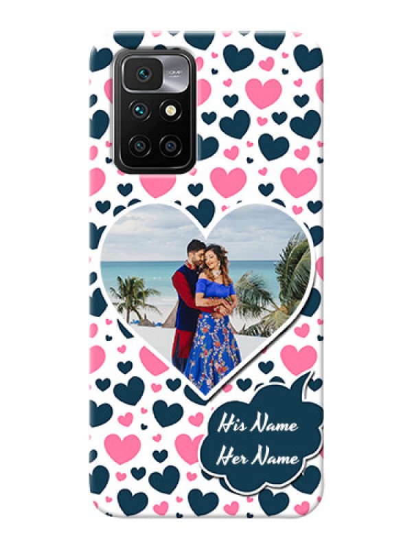 Custom Redmi 10 Prime 2022 Mobile Covers Online: Pink & Blue Heart Design