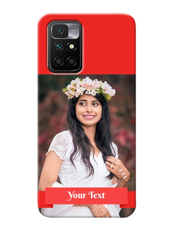 Custom Redmi 10 Prime 2022 Personalised mobile covers: Simple Red Color Design